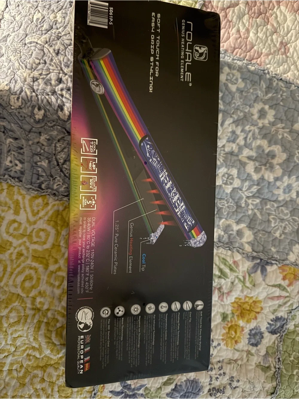 Royale Rainbow Ceramic Flat Iron - Multicolor BNWT